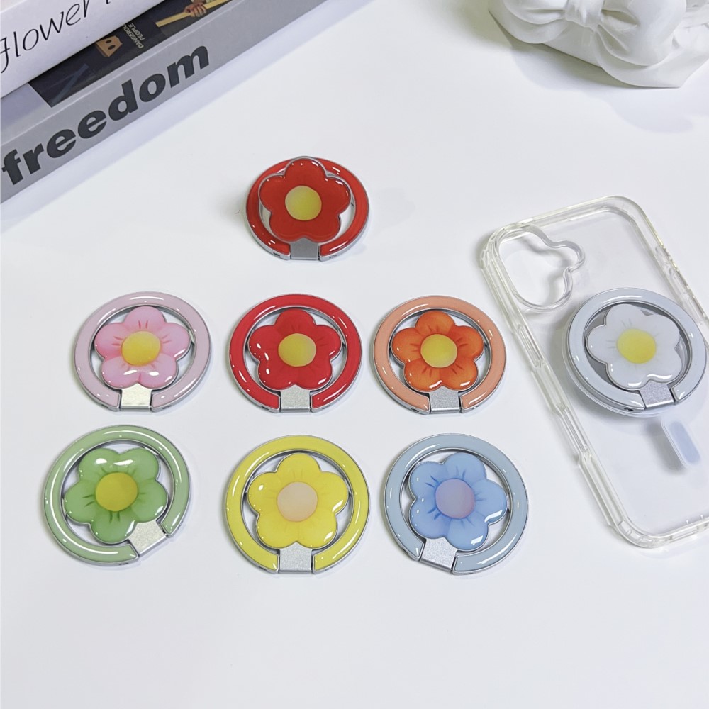 Car Accessories Cute - Bloemvormige Magnetische Opvouwbare Telefoonringhouder met Anti-val