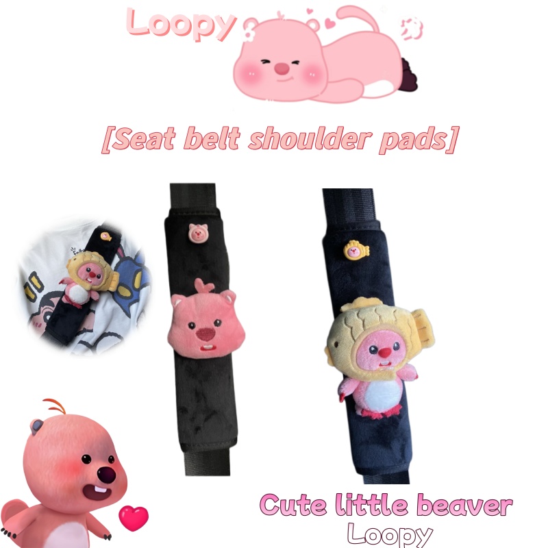 Car Accessories Girly - Autogordeldecoratie Pluche Bever Zwarte Gordel Schouderbeschermer