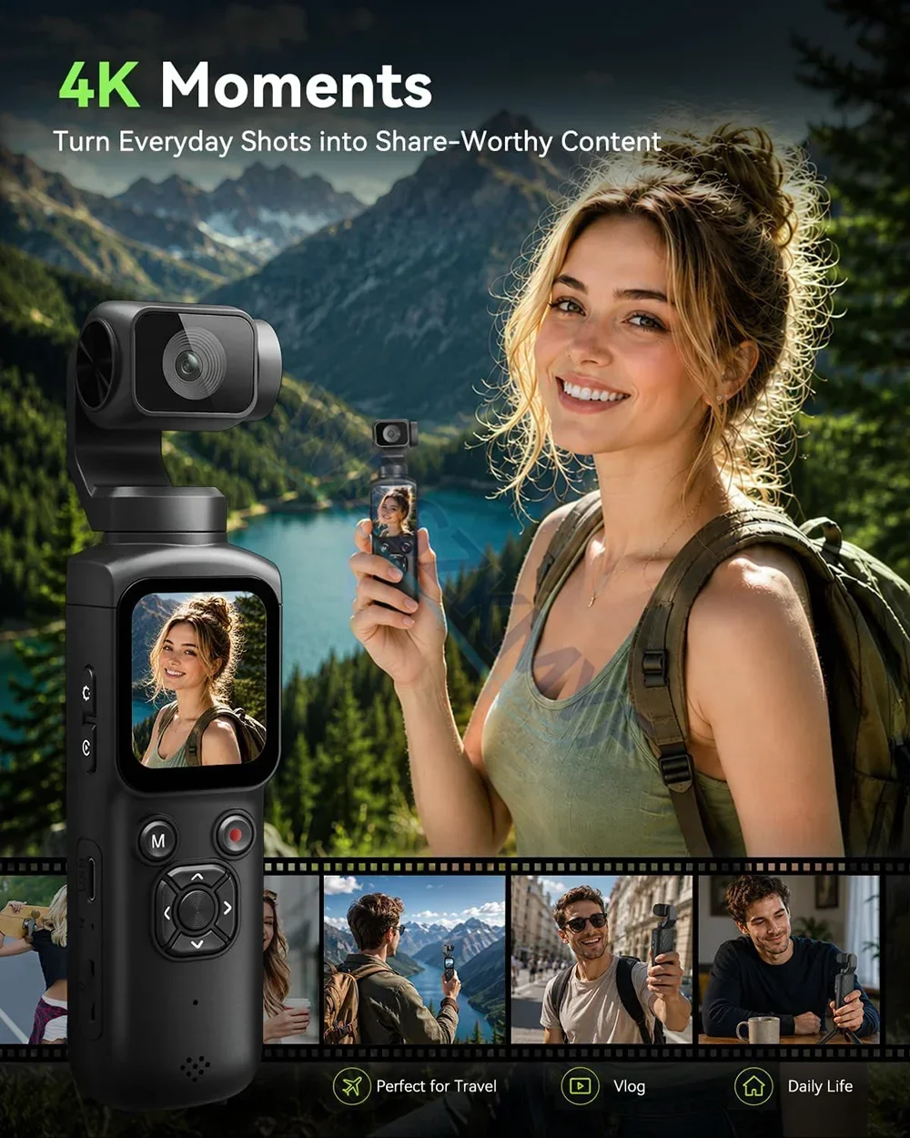 330 °   Face Track 4K draagbar - Car Accessories Online recensie en prijs